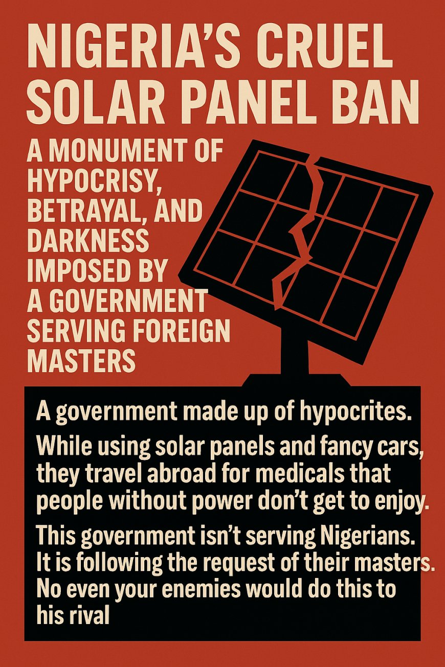 Nigeria's Cruel Solar Panel Ban: A Monument of Hypocrisy, Betrayal, and Darkness Imposed by a Government Serving Foreign Masters
